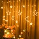 thumbnail image 1 of Cortina de luces LED con estrellas para decoración navideña, decoración exterior, luces de estrellas, diseño de sala de bodas, cadena de luces, 1 of 6