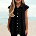 thumbnail image 2 of Girls Shirts, Boys Plus Size Turn Down Collar Short-sleeved Shirts Kids Loose Tunic Aged 3-14, 2 of 7