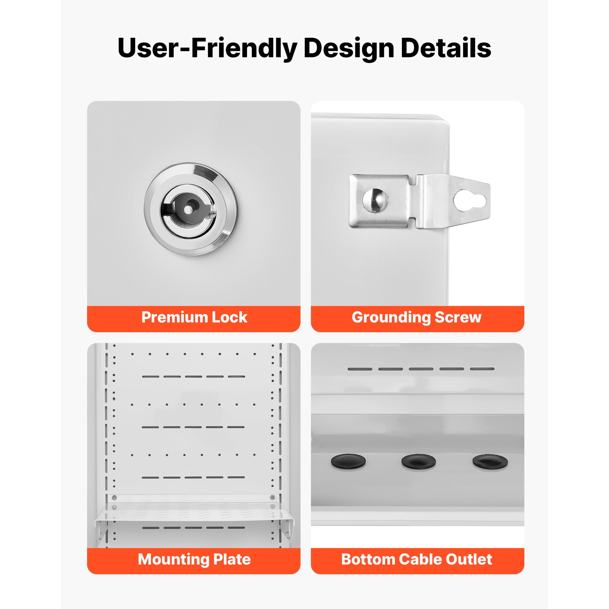 KFFKFF Outdoor Electrical Box, Cold-Rolled Steel, Junction Box with Built-In Thermostat and Fan, Rain Shield, Ventilated Structure, IP65 Waterproof Hinged Enclosure, 24 x 16 x 12 in