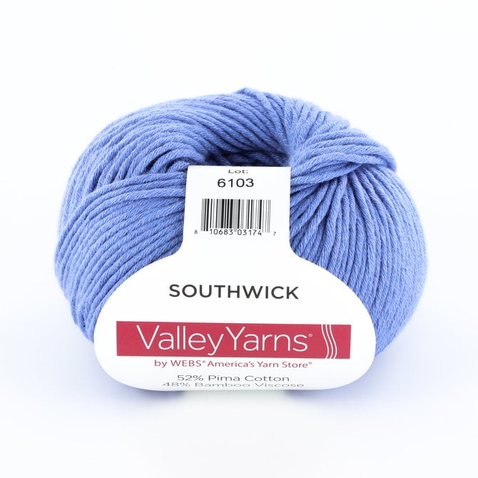Valley Yarns Southwick DK/Worsted Weight Yarn, 52 Pima Cotton/48