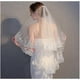 thumbnail image 2 of Sequins Bride Wedding Veil Short Fingertip Length Two-Tier/2T Lace Bridal Veils, 2 of 5