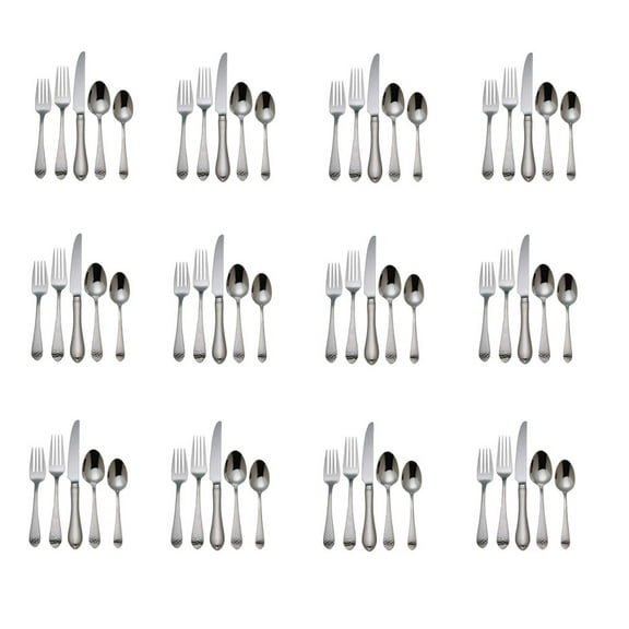 Reed & Barton Hammered Antique 18/10 Stainless Steel - 60 Piece Set (Service for Twelve)