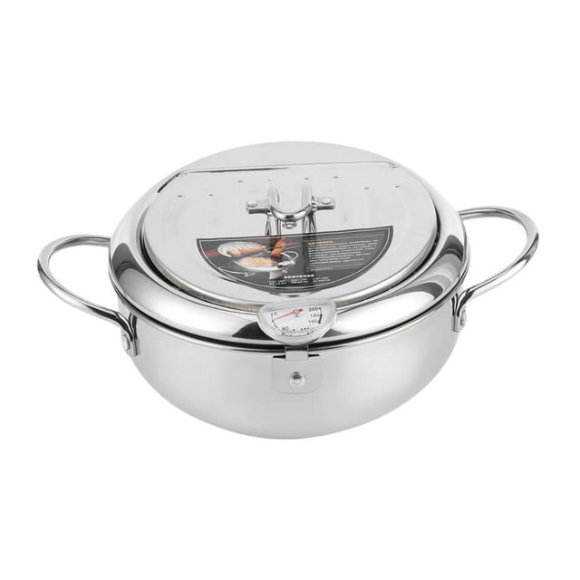 Lipstore Deep Fryer Pot Cookware Oil Fryer Pan for Dried Onion Rings Squid Rings 24x24x8cm