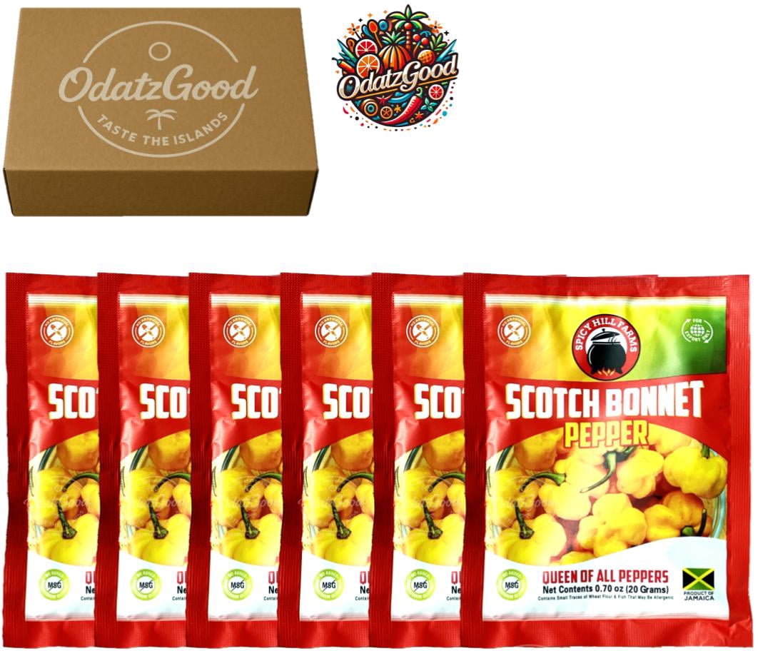 Spicy Hill Scotch Bonnet Pepper 0.7oz (20g) 6-Pack – Product of Jamaica – Curated & Packaged by ODatzGood