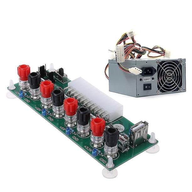 Silver Atx-fuente de alimentación para ordenador de sobremesa, circuito eléctrico de 24 pines, módulo de placa de ruptura, Conector de clavija CC, puerto Usb de 5v