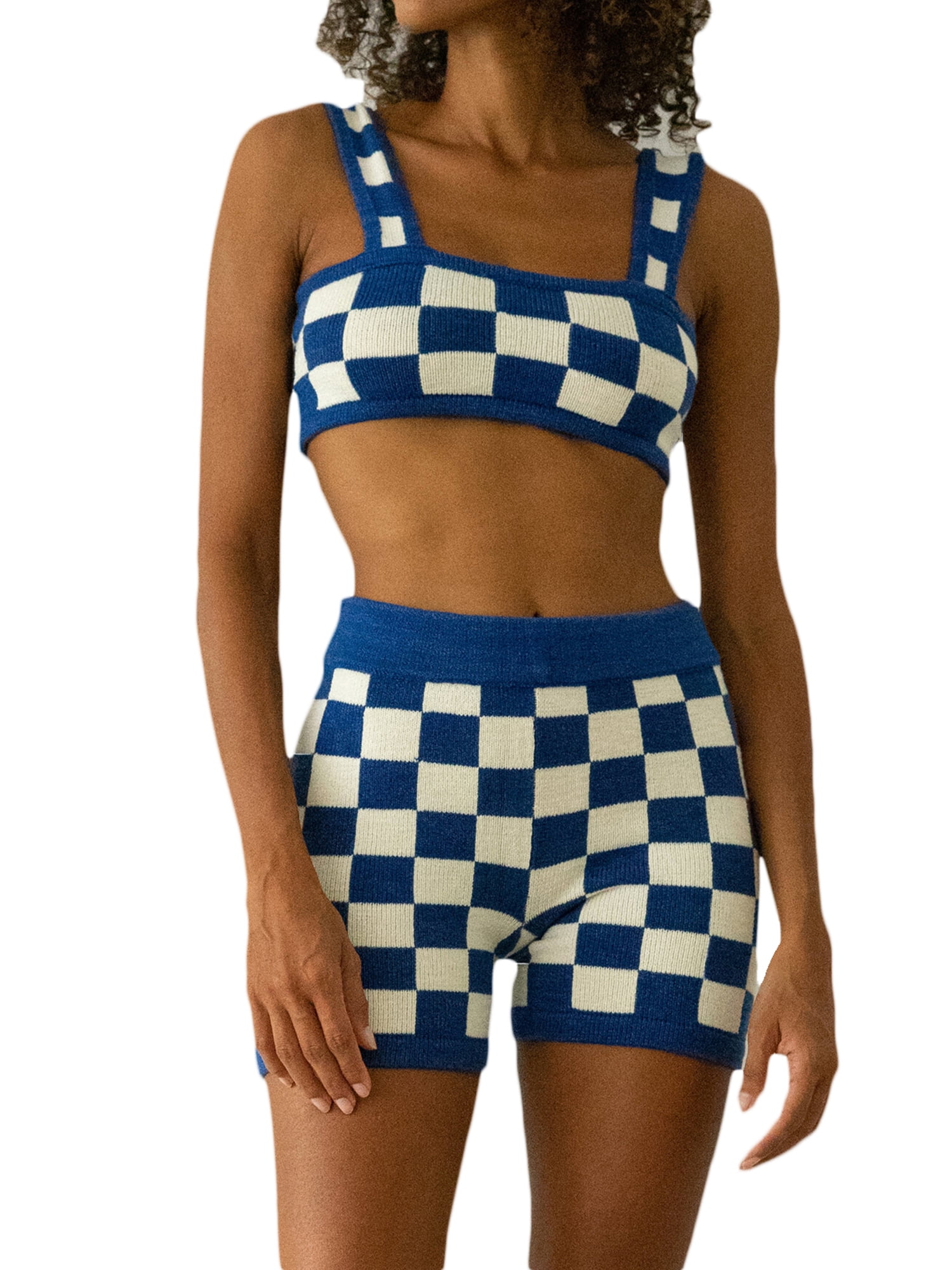 Women Y2K Knitted 2 Piece Shorts Set 