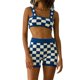 thumbnail image 1 of TRKIYQC Conjunto de pantalones cortos de punto para mujer Camisola a cuadros con pantalones cortos de cintura elástica Traje de verano para fiesta Club TRKIYQC ocio, 1 of 5