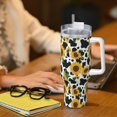 thumbnail image 6 of Picia Cute Cow Print Sunflower D Pattern 40oz Ice Bully Insulated Tumbler with Handle, Double-Wall Stainless Steel Cup, Leak-Proof Lid and Straw, 6 of 8