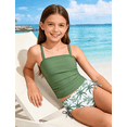thumbnail image 4 of Lanbubble Girls Tankini Swimsuits for Teens 2 Piece Padded Bathing Suit Drawstring Swimwear Set 9-16T, 4 of 10