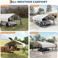 thumbnail image 5 of 10x15 Heavy Duty Metal Carport Kit – Reinforced Frame, Anchors, Outdoor Storage Shelter for Truck, Boat, RV, Tractor, Simple Assembly – Size: 10*15*8.4FT, 5 of 8