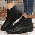 thumbnail image 3 of Joykidd Women's Flat Ankle Boots Faux Leather Low Heel Lace-Up Short Booties with Side Zipper for Casual Outings Daily Work, 3 of 7