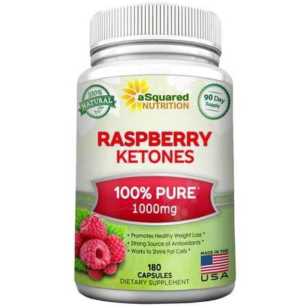 aSquared Nutrition 100% Pure Raspberry Ketones 1000mg - 180 Capsules - All Natural Weight Loss Extract Supplement, Max Strength Appetite Suppressant Diet Pill to Boost Energy &