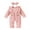 Pink, variant on Happy Town Toddler Baby Girl Romper 0-18M Fall Winter Long Sleeve Ruffle Floral Jumpsuit With Headband Infant Romper