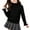 Black, variant on Kukoosong Girls Ribbed Knit Mock Neck Sweater, Fall Winter Long Sleeve Pullover Tops with Ruffled Lettuce Trim On Collar and Cuffs, Stretch Slim Fit Knit Blouse for Kids Daily Layering Outfits