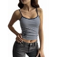 thumbnail image 3 of Women Y2k Striped Tank Top Cute Summer Sleeveless Spaghetti Strap Crop Slim Fit Aesthetic Going Out Tops Blue S, 3 of 9