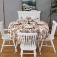 thumbnail image 2 of Beige Floral and Paisley Pattern Round Tablecloth 60"x60",Wrinkle Wipeable Table Cloth for Kitchen Dining Room Picnic Patio Party, 2 of 6