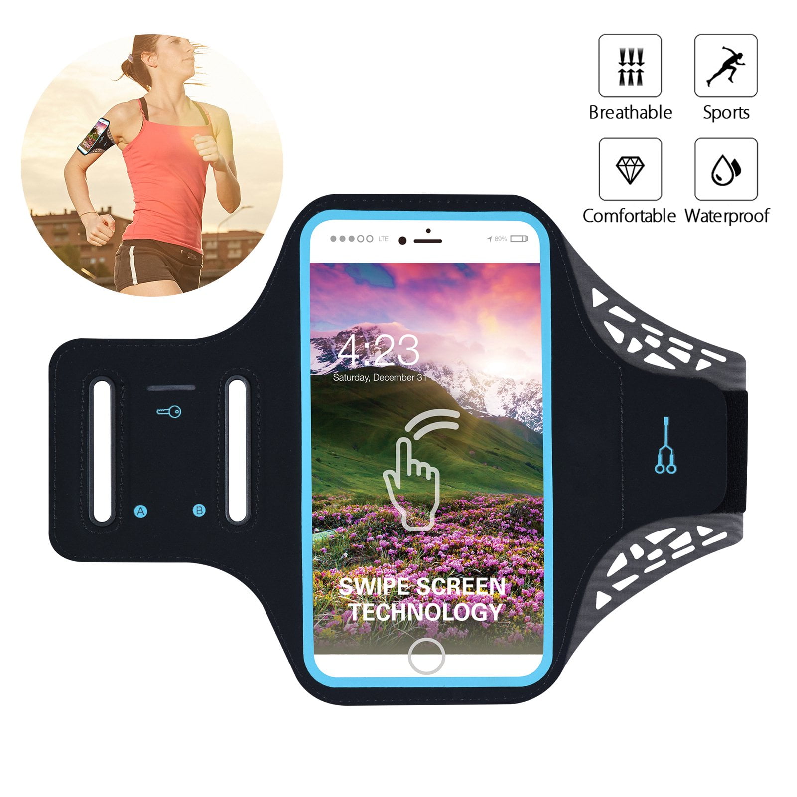 ARMBAND CASE COVER for iPhone 4/5/6/SE/7/8/X BLUETOOTH Heart Rate Monitor 