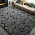 thumbnail image 4 of Pentantan 8ft x 10ft Shag Area Rugs for Living Room, Modern Geometric Fluffy Bedroom Carpet, Black & Gray, 4 of 9