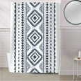 thumbnail image 5 of Fabric Shower Curtain, Boho Navy Blue Geometric Striped Farmhouse Style Bathroom Curtain with 12 Hooks Waterproof No Bad Odor Machine Washable Bath Curtains for Bathroom, Spa Room, 72"x84", 5 of 6