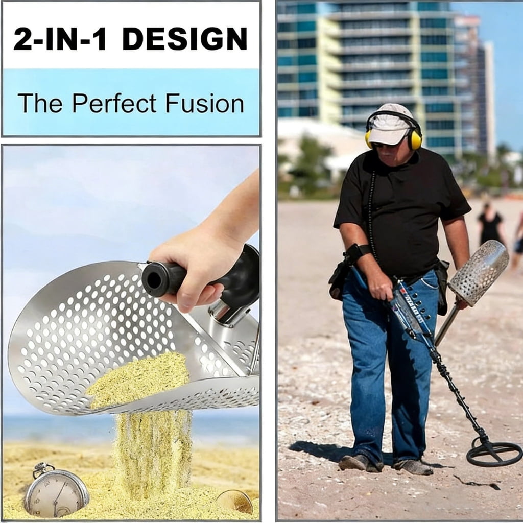 PatungKu 304 Stainless Steel Metal Detector Sand Scoops For Efficient Treasure Hunting