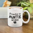 thumbnail image 3 of Shop4Ever Promoted To Auntie Est 2023 Ceramic Coffee Tea Mug Cup 11 oz. Funny Gift for Her, New Aunt, New Auntie (White Handle 11 oz.), 3 of 5