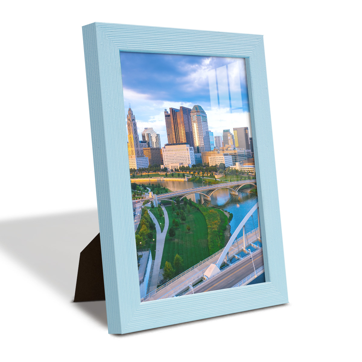 Grooved 6 in. x 8 in. Blue Picture Frame Set (Set of 4)