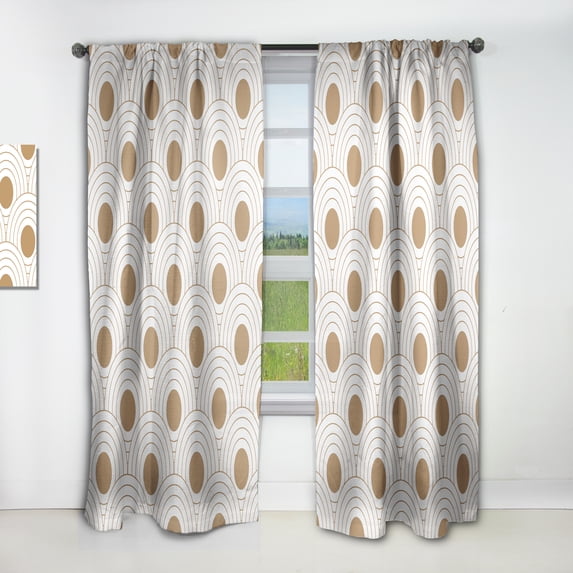 Designart 'Circular Retro Pattern Design' Mid-Century Modern Curtain Panel