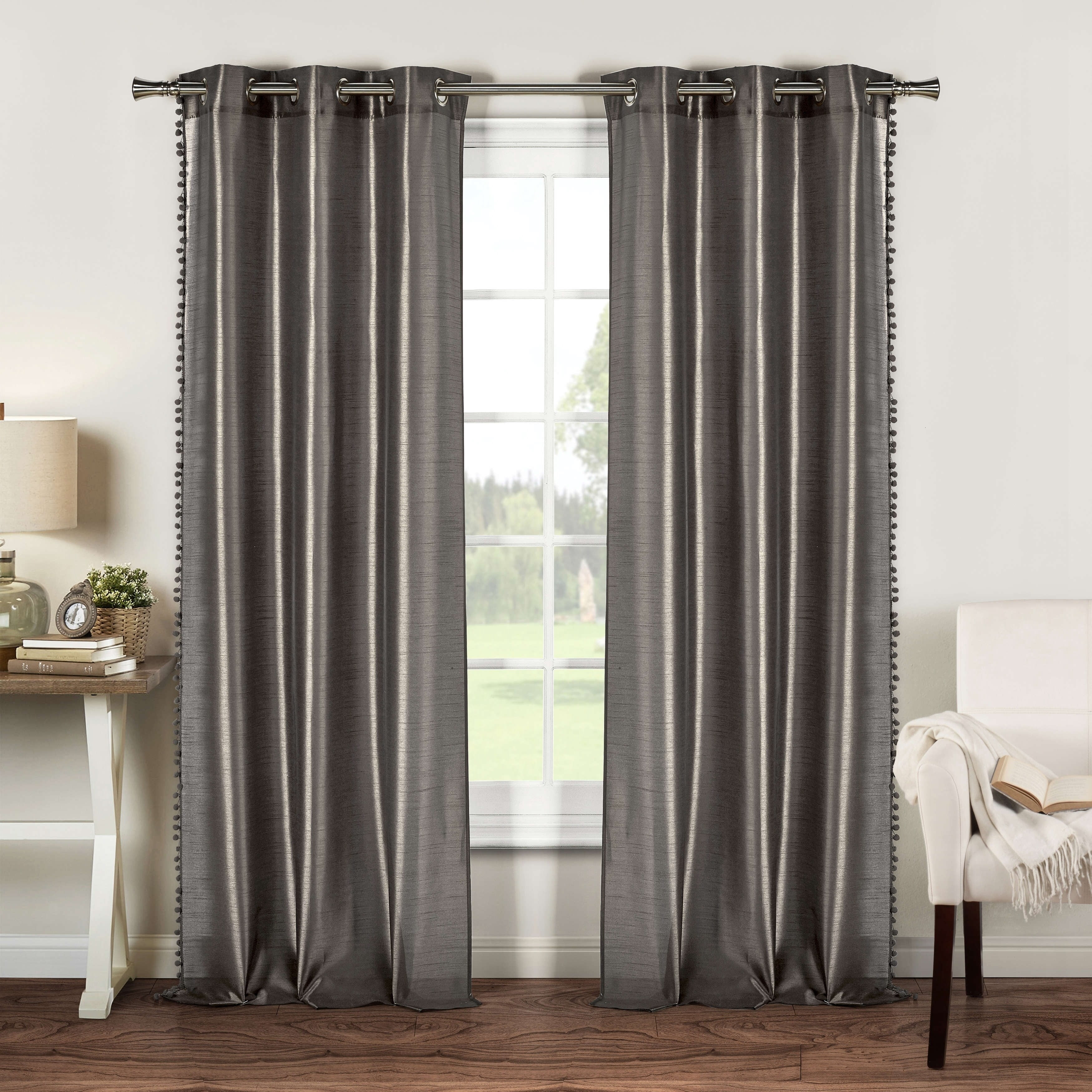 Bali Faux Silk Grommet Window Curtain Set