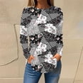thumbnail image 2 of QATAINLAV Long Sleeve Shirts for Women Plus Size Loose Pullover Outdoor Casual Round Neck Tshirts 2025 Fashion Print Tunic Tops Streetwear Hem Blouses Black M, 2 of 6