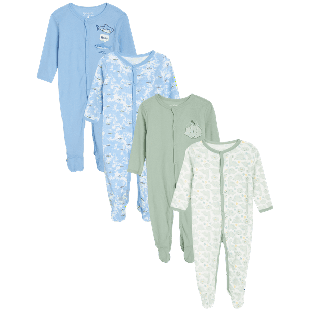 Duck Duck Goose Baby Boys' Blanket Sleeper 4 Pack Take Me Home Sleep n' Play Romper Pajamas (0