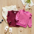 thumbnail image 1 of PatPat Toddler Textured Ruffled Solid Pullover Sweatshirt for Girl,Sizes 18M-6Y, 1 of 7