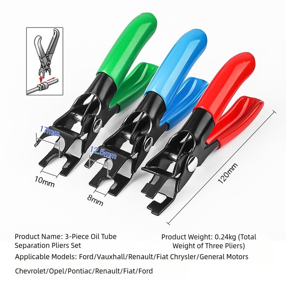 Automotive Fuel Line Disconnect Pliers 3Pc Set Alloy Forged Quick Release Hose Alloy Green Red Bule Easy To Use High Quality
