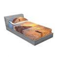 thumbnail image 3 of Ambesonne Nature Fitted Sheet & Pillow Sham Set, Sunset Seashore Coast, Queen, Brown Yellow, 3 of 3