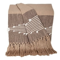 Parkland Collection Experience Warmth With Coffee Cotton Slub Throw (50” X 60” Size And Tassels)