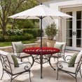 thumbnail image 2 of Round Outdoor Tablecloth with Umbrella Hole and Zipper, Red Wooden Grain Tablecloth with Elastic Waterproof, Farmhouse Ombre Wood Stripes Rustic Patio Table Covers for 45" - 54" Picnic Pool Tables, 2 of 9