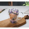 thumbnail image 2 of Dried Flower Double Wall Glass Cup, Aesthetic Flowers Coffee Mugs, Cute Insulated Tea Cups with Handle Heat Resistant for Women, Ideal for Birthday Mother's Day Perfect for Wife Mom Friends (purple), 2 of 6