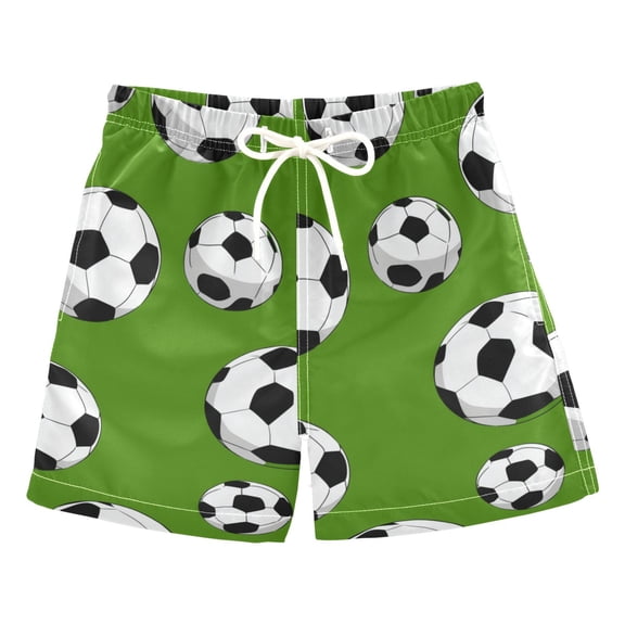 Cartoon Football on Green Background Swim Trunks Board Shorts Beach Pants Bathing Bottoms XS