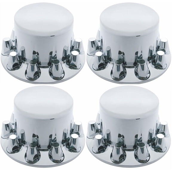 Chrome Wheel Axle Covers ABS 4 Rear 33mm w/ Removable Hub Caps Semi Truck 10263