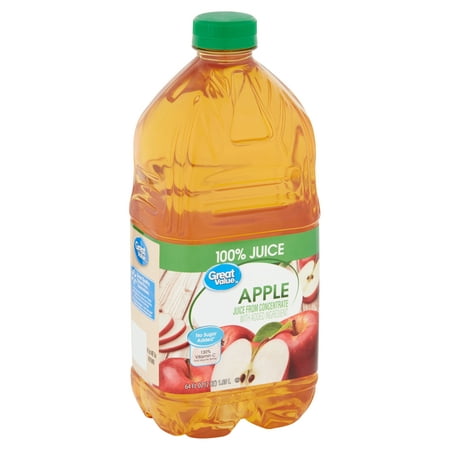Great Value No Added Sweeteners 100% Apple Juice, 64 Fl. (Best Low Sugar Juice)