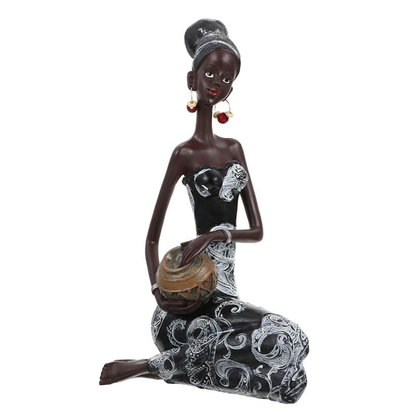 African Lady Figurine Figurines Sculpture Statue Black Figure Women