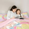 thumbnail image 5 of Homewish Initial C Letter Bedding Comforter Set for Girls, Dreamy Galaxy Stars Rainbow Twin Comforter Sets, Cute Princess Style Reversible Bedding Set, Ultra Soft Bedroom Decor, 2-Piece, 5 of 8