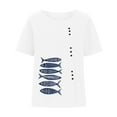 thumbnail image 4 of Raeneomay Oversized T Shirts for Women Casual Cotton and Linen Top Ocean Fish Printed Short Sleeve Button Tunic T-Shirt Blouse Tops, 4 of 4