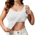thumbnail image 4 of Sillenn Built In Bra Tank Tops Back V Neck Vest Stretch Slim Fit Tops Wide Strap Camisole Camisole with Padded Bras Active Tank Tops Shelf Bra Tank Tops Scoop Neck Tank Tops White L, 4 of 9
