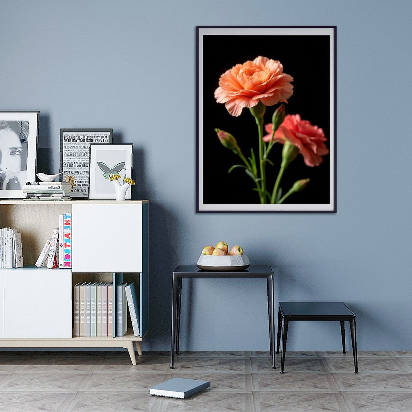 Diamond Art Kits for Adults - 5d Peach Carnation Blooms Dark Background Diamond Painting for Adults, Diamond Art for Adults Beginners, Diamond Painting Kits for Adults for Home Wall Decor