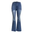 thumbnail image 5 of Fjofpr Womens Jeans Flare Legs Womens Jeans Trendy Fall 2024 Hole Jeans for Women Fashion Women's All-Match Wide-Leg Pants Washed Ripped Elastic Hip Flared Jeans, 5 of 7