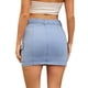 thumbnail image 3 of Falda de Mezclilla de Cintura Alta con Cinturón Elástico y Bolsillos Cargo para Mujeres INSPIRE CHIC, Mini Falda Ajustada M Azul Claro, 3 of 6
