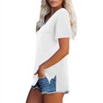 thumbnail image 7 of LOVZFMLL Women's T-Shirts Short Sleeve V Neck Shirts Summer Casual Basic Tees Solid Color Loose Fit Soft Tops with Pocket White XXL, 7 of 7