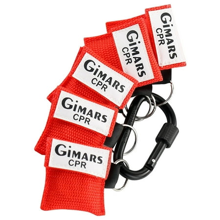 - Gimars 5 Pcs Mini Rescue One Way Valve CPR Mask Keychain Face Shield Barrier Kit & D Ring Carabiner First Aid Easy to Carry for Car, Backpack, Purse, Keys, Glove box, Boat, Work and More