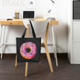 thumbnail image 6 of COMIO 2 Pcs Canvas Tote Bags Cute Aesthetic Tote Bags with Zipper Donut Doughnut Initial Canvas Tote Bag for Women Black, 6 of 8
