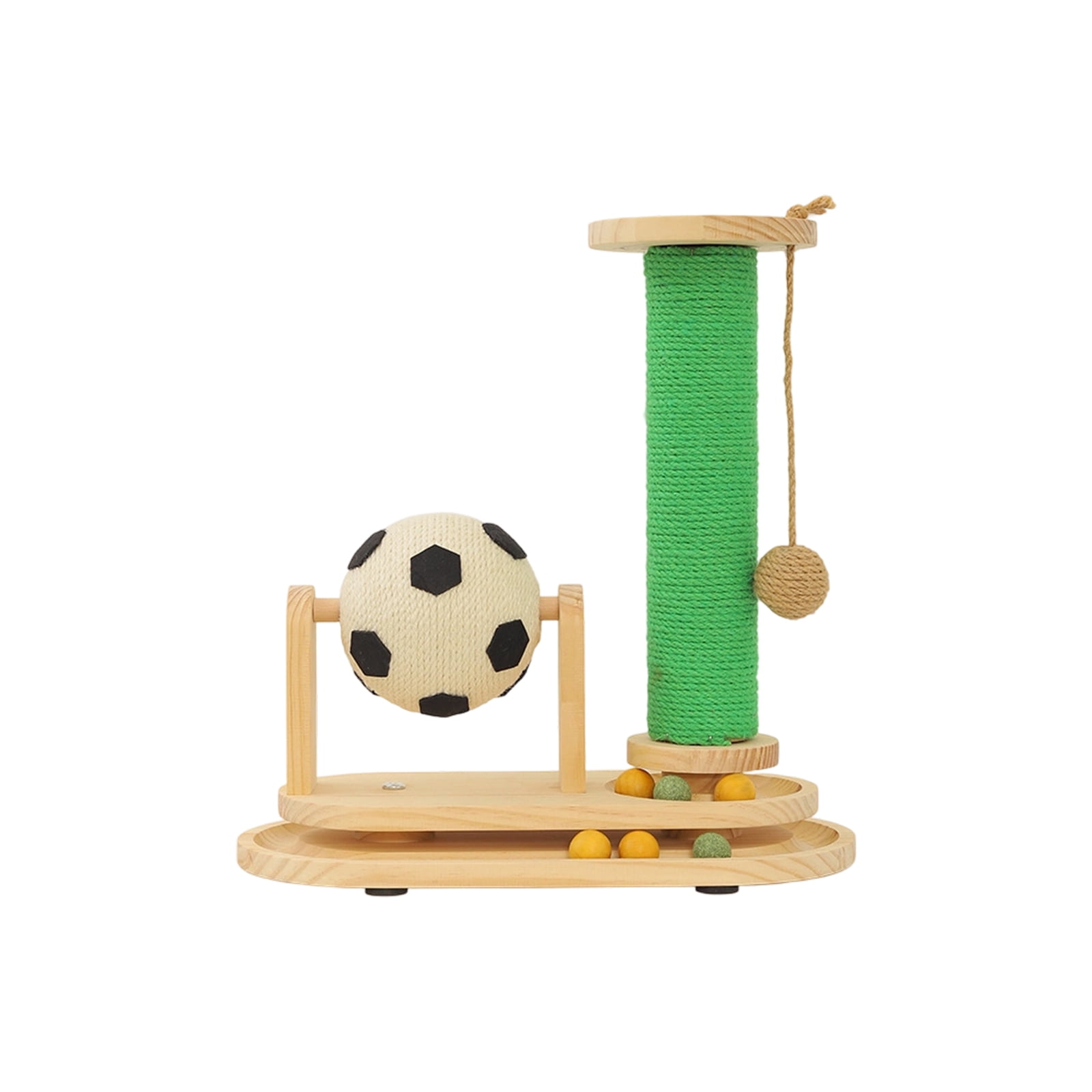 Interactive Cat Teaser Ball Toy, cat tree，cat tree for indoor cats large adult，Multifunctional Wooden Cat Activity Center, Durable Sisal Cat Scratching Post, Compact Pet Play Furniture